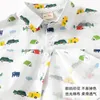 Spring Autumn Korean Children Shirt Cotton Cotton Down Collar Toddler Cartoon Dinosaur Stampa per auto 240122