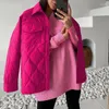 Kvinnors dikerockar 2024 Spring Autumn Women Oversize Vintage Green Pink Parka Coat Casual Lapel Warm Lovar Long Winter Cotton Jacket