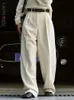 女性のためのランムレムウールストレートズボンワイドレッグシックウォームカジュアルパンツオフィスレディファッション服冬24021