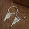 Dangle Earrings Hypoallergenic Steampunk Triangle dangly Liggent Minimalist Hammered Silver Colorフックギフト