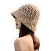 Bérets creux femmes chapeaux de paille Crochet chapeau seau Protection Uv pare-soleil plage femmes visières dames casquette d'été