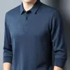SHiONFA Heren Wafel Lange Mouw Effen T-shirt Elasticiteit Vrije tijd Herfstkleding Comfy Turn Down Kraag Casual Poloshirts 4XL 240202