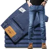 Männer Jeans Marke Frühling Herbst Gerade Bein Stretch Mid-taille Bequeme Baumwolle Denim Hosen Casual Hosen