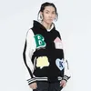 LACIBLE Streetwear Hooded Zipper Jacke Hip Hop Baseball Jacke Mantel Beflockung Stickerei Harajuku Hoodie Sweatshirt Lose Tops 240117