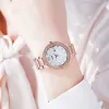 Womens luxury simple large dial steel band fashion diamond-inlaid waterproof quartz watch gift A2