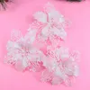 Decoratieve bloemen 12 PCS Outdoor Christmas Tree Artificial Flower Glitter Poinsettia Xmas Holiday Ornamens Plant slingers Small White