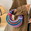 Colorido arco-íris macarrão em forma de luxo designer feminino senhora bolsa axilas saco mulher bolsas embreagem festa jantar sacos 240129