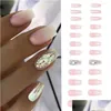 False Nails 24Pcs Detachable Fl Er Diy Ballerina Fake Long French Crystal Drop Delivery Health Beauty Nail Art Salon Otmcg