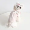 Dog Apparel Ruffle Sleeve Blouse Pet Clothes Summer Embossed Vest Shirt Cat Puppy Wedding Floral Dress Clothing For Dogs Teddy