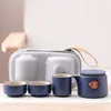 Teaware Sets Portable Teacups Ceramic Tea Set Black Glaze Pot Japanese-style Pottery Sandalwood Handle For Travel Home