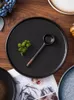 Assiettes à Steak en céramique noire de 8 pouces, 2 pièces, vaisselle pour pâtes occidentales, Restaurant, plats japonais plats commerciaux