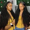 Deep Wave Frontal Wig 136 Spets 134 Curly Front Hume Hair Wigs For Women Wet and Wavy 44 Vattenstängning vid försäljning 240127