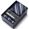 Pudełko na prezent jedwabny krawat 7,5 cm chude mężczyźni krawat kieszonkowy kieszonki mankiety mankiety klipy krawatowe dla mężczyzn 240119