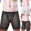 Underbyxor sexiga män mesh genomskinlig boxare shorts u konvex påse underkläder korta ultratunna bikini mjuka underkläder andningsbara trosor