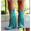 Buty Cowgirls Cowboy Buty dla kobiet wzór miłosnych wzór masywnych obcasów buty western slip na żeńskiej j220805 Dostęp do dostawy DHW1Y