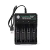Carregadores Carregador de bateria de lítio com USB 4 3 2 1 Slots de carregamento para 26650 18490 18350 Baterias recarregáveis Inteligente Inteligente 6 Dro DHPNB