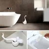 Brosse de toilette de cygne drôle avec support de base en céramique Gandon en plastique Brosse de nettoyage de la salle de bain outils de nettoyage de salle de bain 240118