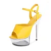 Dress Shoes 15CM/6inches PU Upper Fashion Sexy Exotic High Heel Platform Party Women Sandals Pole Dance H223