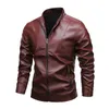 Outono inverno jaqueta slim fit de couro de motocicleta com gola alta terno roupas masculinas 240201