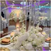 Party Decoration Clear Acrylic Table Flower Stand Centerpiece Cylinder 9 Heads Candelabra For Hall El Restaurant Flowers Shaped Drop D OTP6J