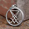 Pendant Necklaces 2024 Unique Design Stainless Steel Round Snake Lucifer Satan Signet Cool Jewelry For Men GIFT