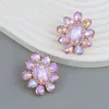 Stud Küpe Kore Moda Pembe Çiçeği Kadınlar İçin Boncuklu Kristal Petal Boho Studs Küpe Takı Penente