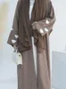 Etniska kläder Ramadan Cotton Linen Kimono Abaya Dubai Turkiet Muslim Islam Saudiarabien Kebaya Abayas för kvinnor Caftan Robe Femme Musulmane