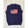 Herrtröjor Designer USA Mens Sticking Sweater S 2023 Winter Navy Blue Flag of the United States Round Neck Cotton Loose Retro Fas Dhdya