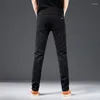 Calças de brim masculinas 2024 estiramento regular ajuste moda casual algodão negócios preto denim calças masculinas