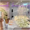 Party Decoration Clear Acrylic Table Flower Stand Centerpiece Cylinder 9 Heads Candelabra For Hall El Restaurant Flowers Shaped Drop D OTP6J