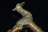 Decorative Figurines Chinese Brass Copper Hand Carved Cane Walking Stick Head Handle Phoenix Statue