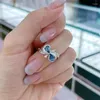 Кольца кластера 2024 S925 серебро с платиновым покрытием натуральный лондонский синий топаз драгоценный камень 4 6 мм винтажное кольцо подарок девушке