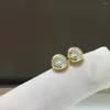 스터드 이어링 Geoki 18k 옐로우 골드 총 1 ct 라운드 완벽한 컷 패스 다이아몬드 테스트 d 컬러 Moissanite 웨딩 럭셔리 쥬얼리