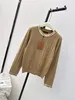 Women's Sweater European Fashion Brand Khaki chain pattern crochet long sleeved pullover sweaterloose sweater