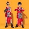 Stage Wear Style Kids Boys Hip Hop Performance Outfits National Tide Jazz Dance Costume Girls Model Catwalk Show Cheongsam Chinese