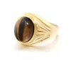 Male Gold Vintage Men Boy Oval Tiger Eye Brown Stones Symbol Ring in Stainless Steel Jewelry Mens Access2657227