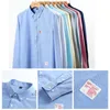 Coton Oxford chemises à manches longues pour hommes couleur unie Patchwork étiquette coupe régulière chemise décontractée doux affaires intelligent vêtements quotidiens 240125