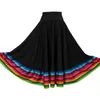 Palco desgaste mexicano espanhol dança folclórica saia longa grande balanço completo círculo colorido listra valsa dança de salão vestido de treinamento
