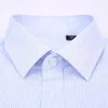 High Quality Nonironing Men Dress Long Sleeve Shirt Solid Male Plus Size Regular Fit Stripe Business White Blue 240125