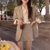 Dwuczęściowa sukienka Koreańska elegancka damska spódniczka Zestaw wysokiej klasy Sense Office Lady Kurtka High talia dziewczyna Blazer A-line top