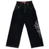 JNCO Jeans Hip Hop Rock Wzorka haftowa mężczyźni kobiety mody streetwear retro harajuku high talia szerokie nogi dżinsowe spodnie 240201