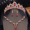 Utsökta brudsmycken set med Tiara Crown Necklace Earring Set Women Girls Wedding Dress Tiaras Bride 240202