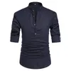 Men's Casual Shirts Solid Color Neck Short Sleeved Shirt And Fitted Dress Panhandle Slim Western Medium For Men