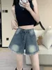 Kvinnors shorts storlek S-5XL Kvinnor Tassels Denim Summer Fashion High midja A-Line Thin Short Jeans Oversize Female Streetwear