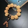 Strand Wholesale Yellow Leather Rudraksha Bracelet Men's 5-Petal Beads