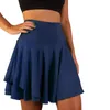 Skirts Summer Women Mini Skirt 2024 Anti-exposure Double Layers High Waist Wide Band Workout Cheering Dance Sports