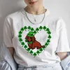 Dames T-shirts Rood Glad Teckel Print Tee T-shirt Zomer T-shirt 2024 Casual Tops Femme St Patrick's Day Mode streetwear