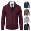 Man Winter Fleece Cardigan Jacket Zipper Sweater Y2K Clothes Luxury Brown Jersey Casual Business Warm Jumper Harajuku Men's Coat 240125