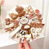 Letnie jesień Dzieci Baby Dziewczyny 14pcs Cartoon Bear HairPins Princess Hair Akcesoria do Maluchu Nakładowanie 240118