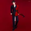 Men's Suits Male Female Personality Red Black Patchwork Suit Coat Singer Host Stage Performance Clothing Wedding Party Club Jacket Outwear